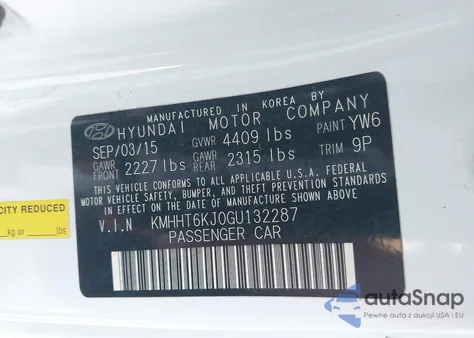 2016 Hyundai Genesis 3.8 Base z USA, uszkodzony, nr VIN KMHHT6KJ0GU132287